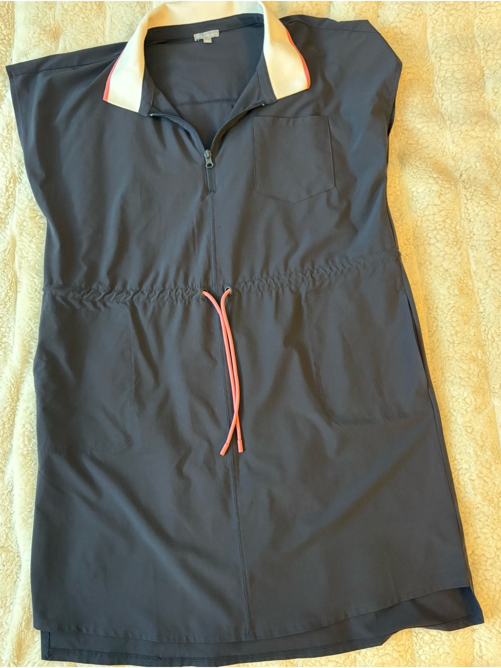 Women T by Talbots Navy One-Piece Dress with Contrast Collar